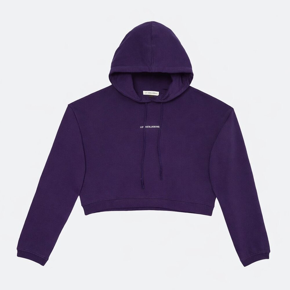 Les Benjamins Purple Oversized Cropped Hoodie Size Small